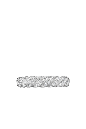 Sculpted Cable Ring, 18k White Gold & Diamonds